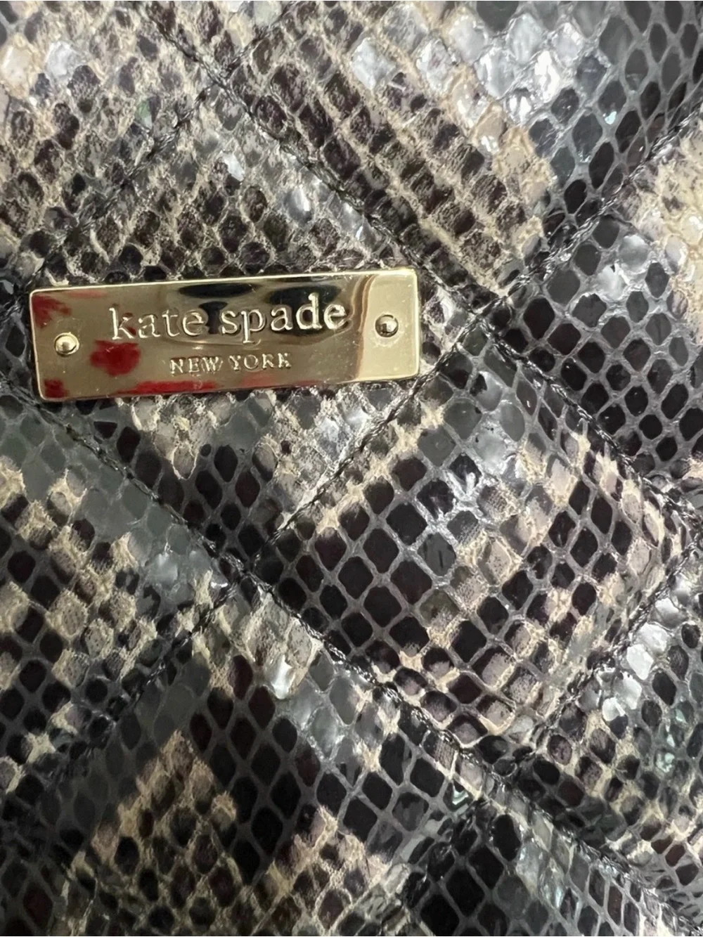 kate spade Neutral Snake-Print Chain Shoulder Bag